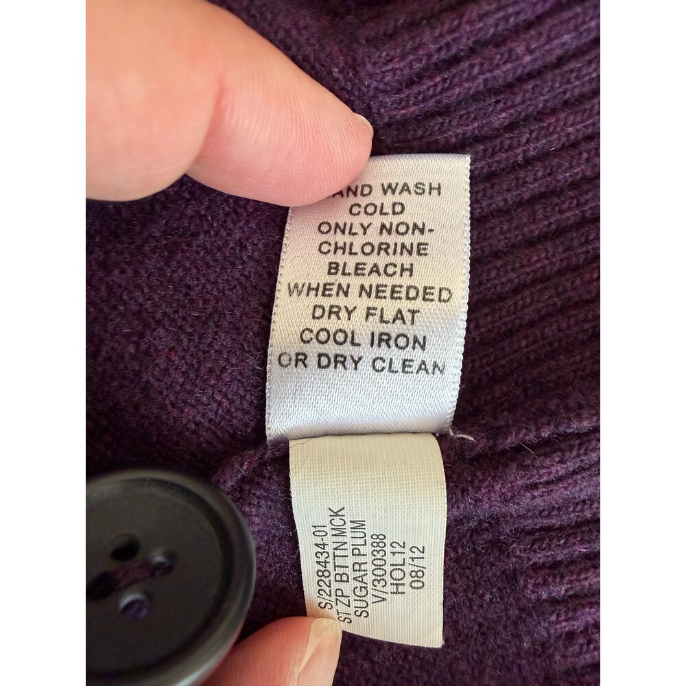 J.Crew Women’s Plum Merino Wool Blend Mock Neck Button Sweater L Old Money Prep - Picture 7 of 7